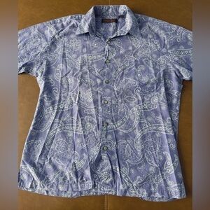 Tori Rochards Honolulu Men's Blue Paisley Shirt M